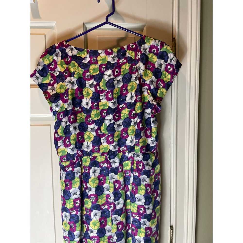Boden Dress Silk Pansy Floral Print Knee Length C… - image 4