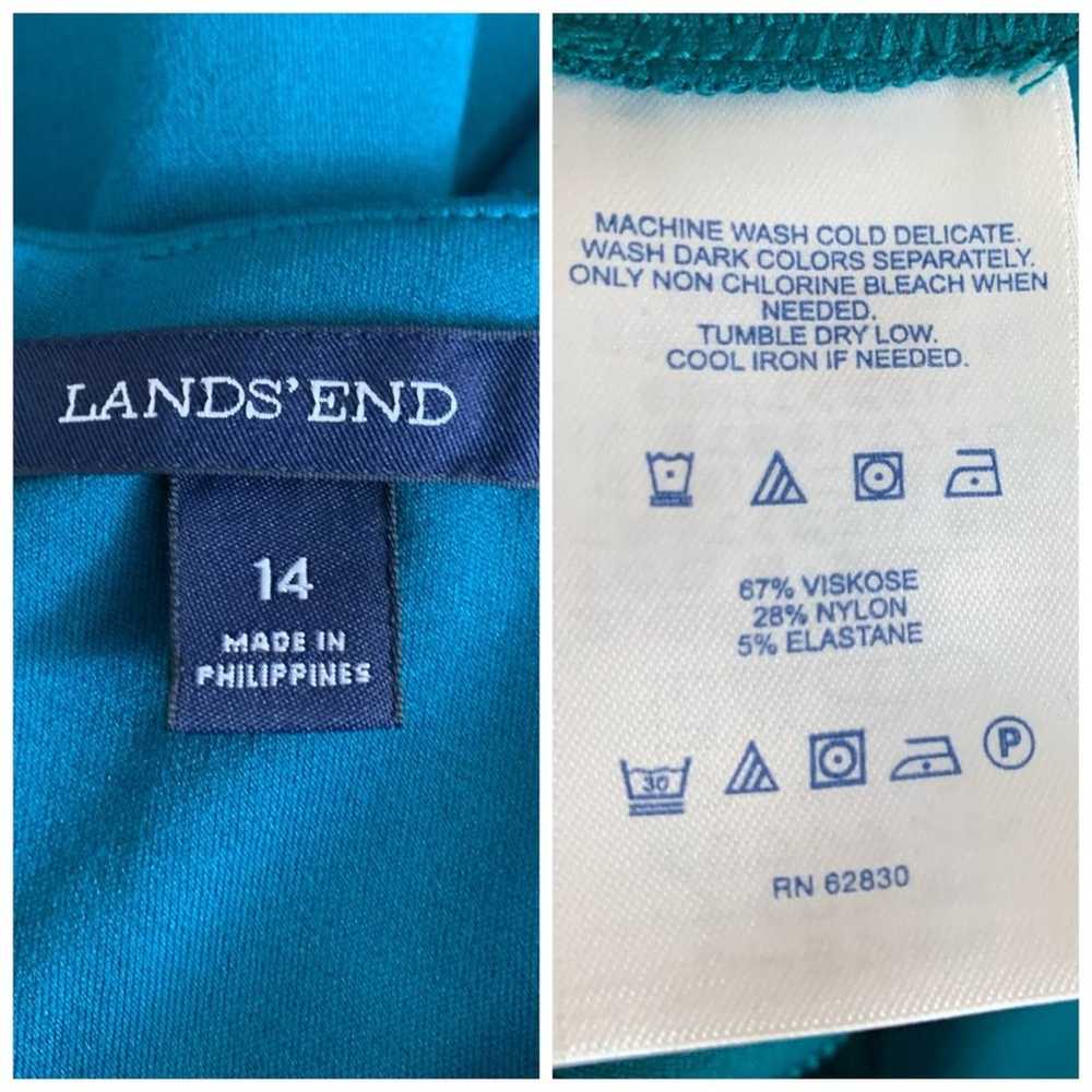 Lands’ End Teal Green/Blue Seamed Sleeveless Fit … - image 10
