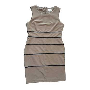 Kasper Size 16 Tan & Black Sleeveless A-Line Dress