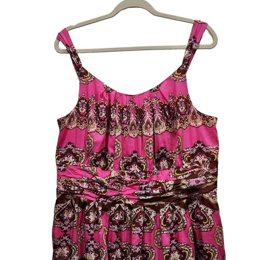 Eliza J Silk Blend Pink & Brown Floral Print Slee… - image 2