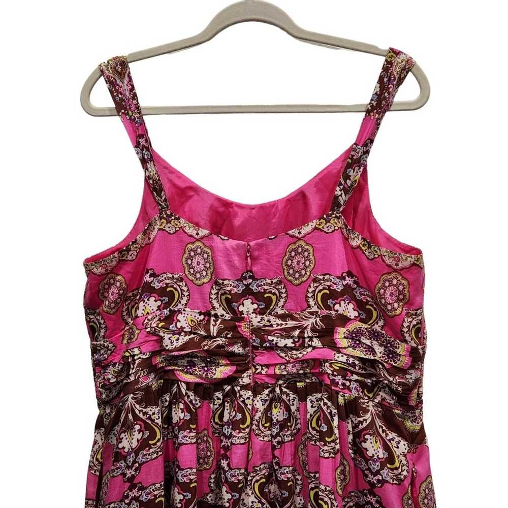 Eliza J Silk Blend Pink & Brown Floral Print Slee… - image 6