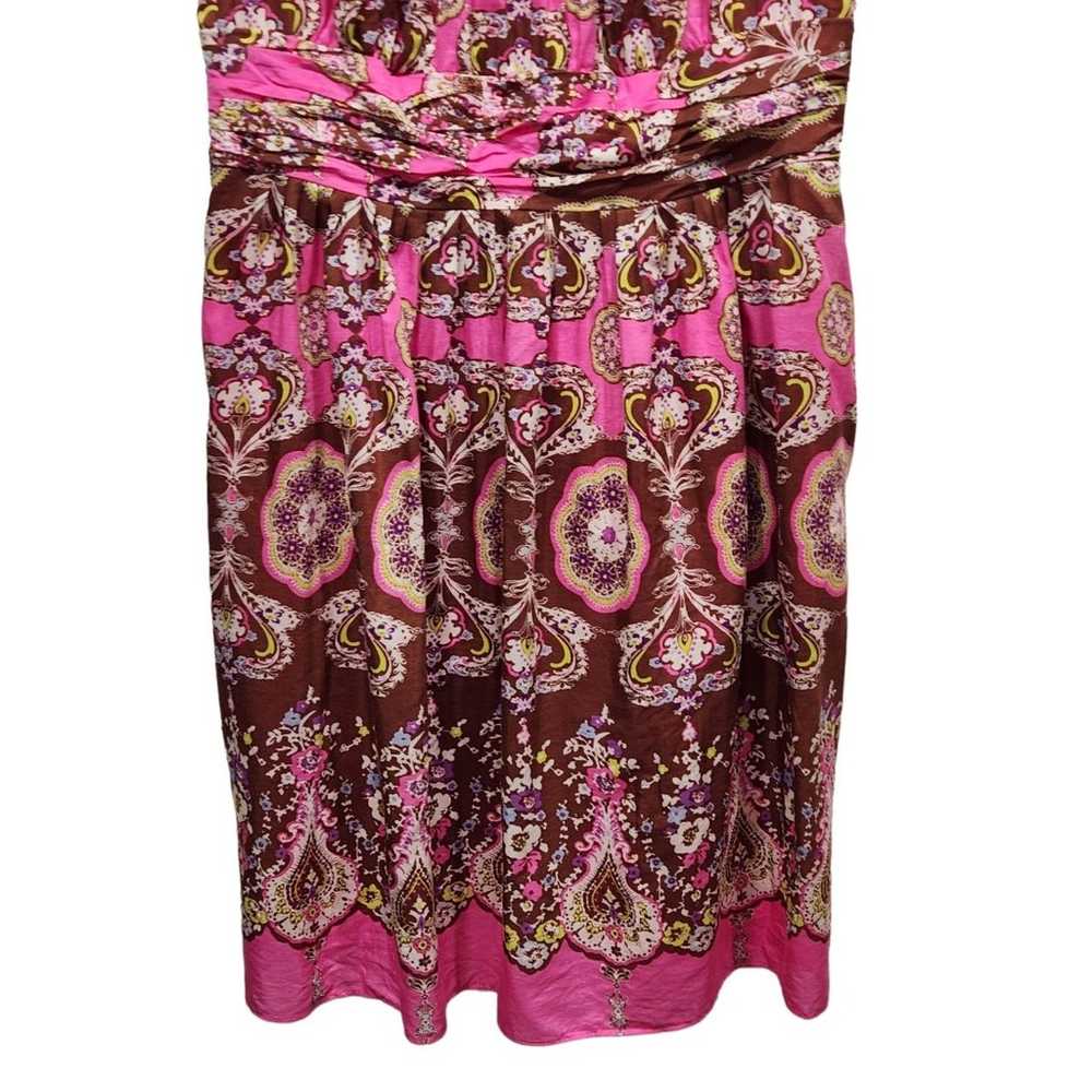 Eliza J Silk Blend Pink & Brown Floral Print Slee… - image 7