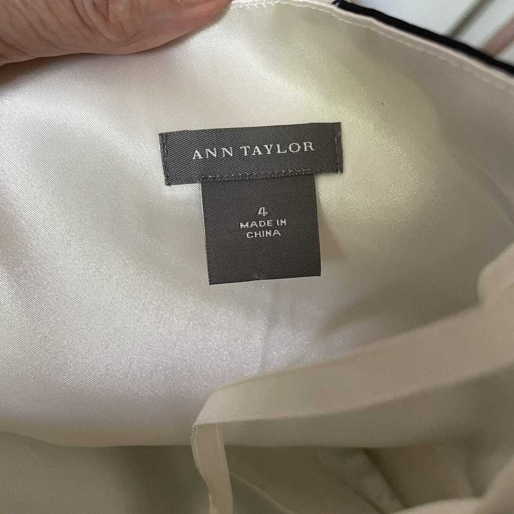 Ann Taylor Silk Strapless Dress Navy Blue White L… - image 6