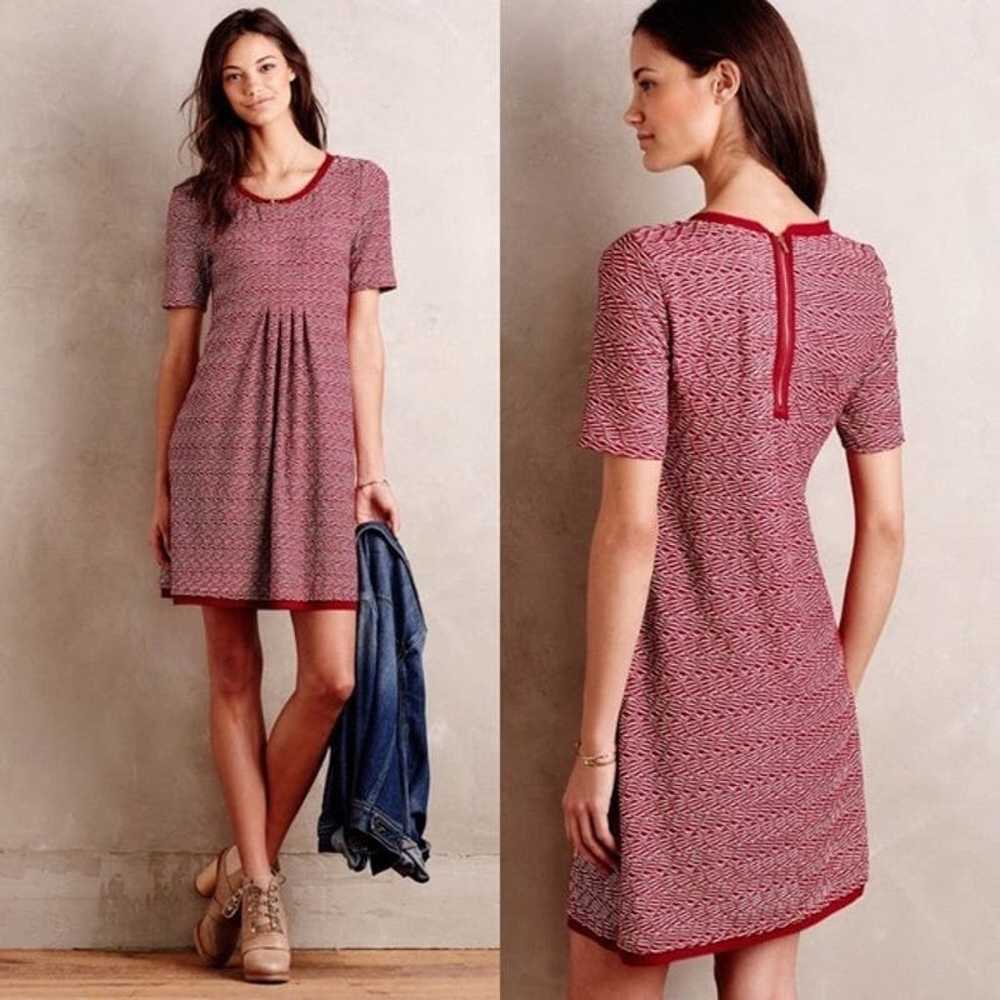 Maeve Dora Dress Textured Red Anthropologie Small - image 10
