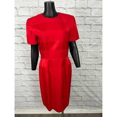 Scaasi Line Red Dress Pleated Fit and Flare Short… - image 1