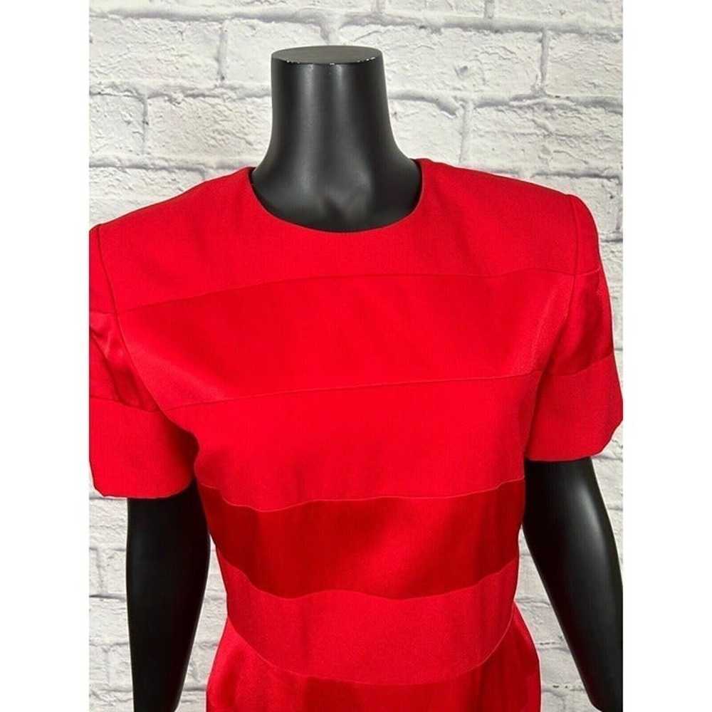 Scaasi Line Red Dress Pleated Fit and Flare Short… - image 2