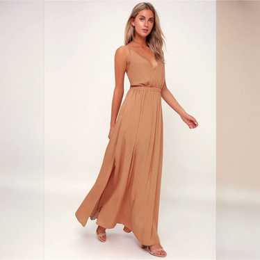 Lulus Lost in Paradise Light Brown Maxi Dress