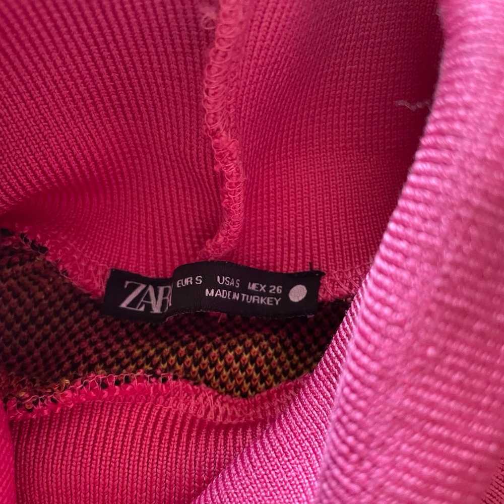Zara Pink Black Orange Midi Jacquard Knit Dress W… - image 3