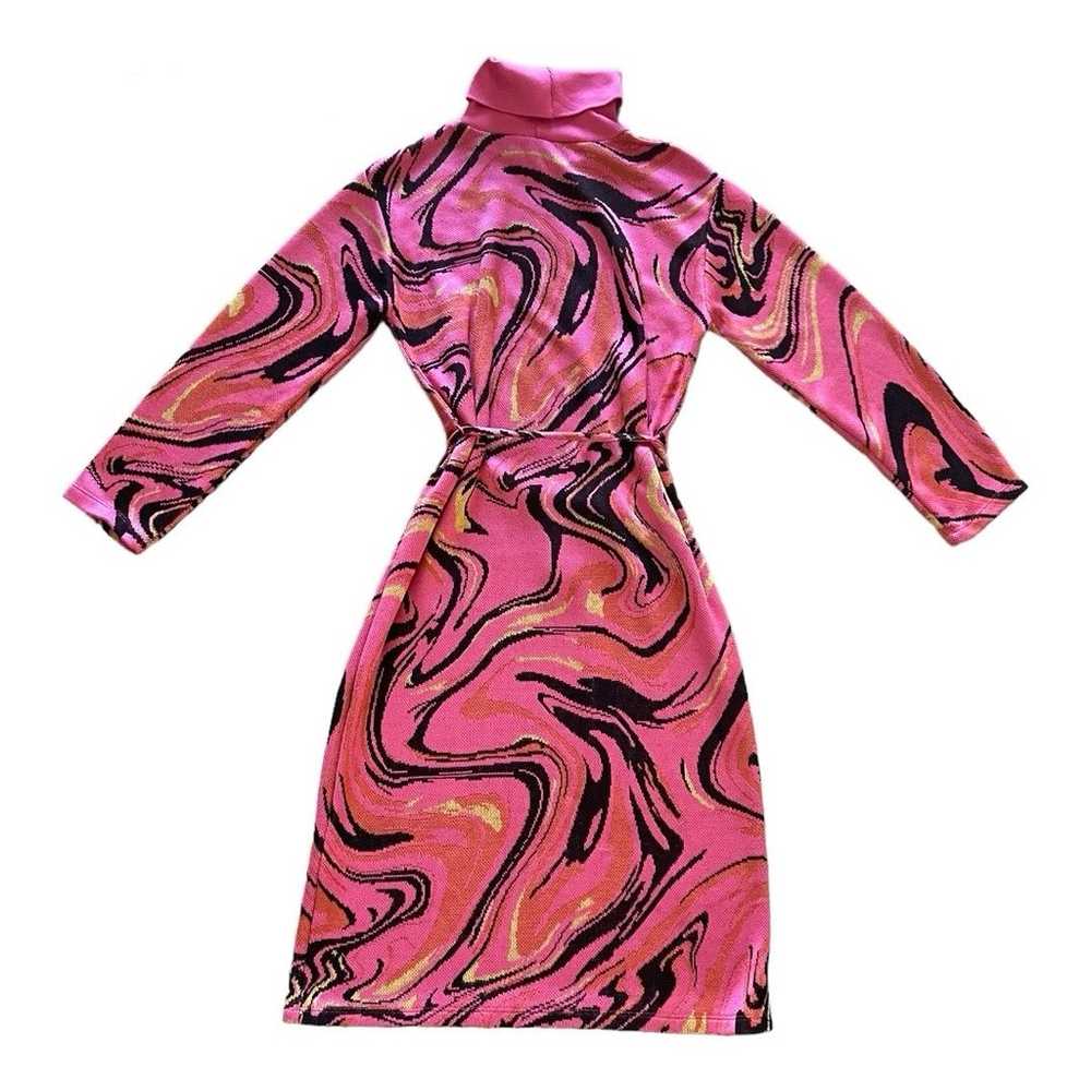 Zara Pink Black Orange Midi Jacquard Knit Dress W… - image 4