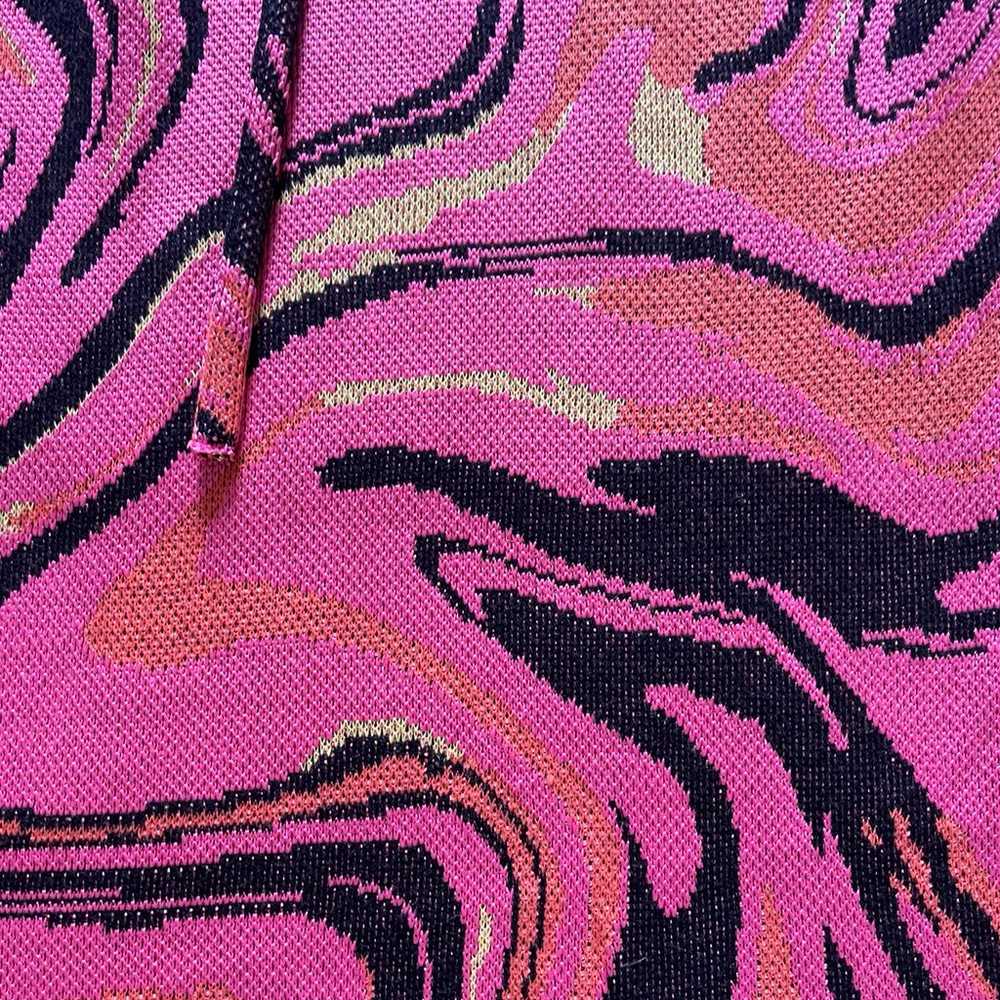 Zara Pink Black Orange Midi Jacquard Knit Dress W… - image 5