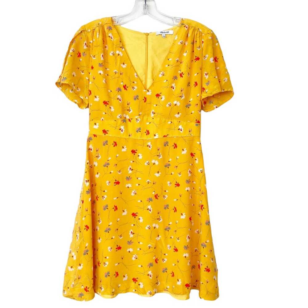 Madewell Silk Belladonna Yellow Floral Dress Sz 2 - image 1