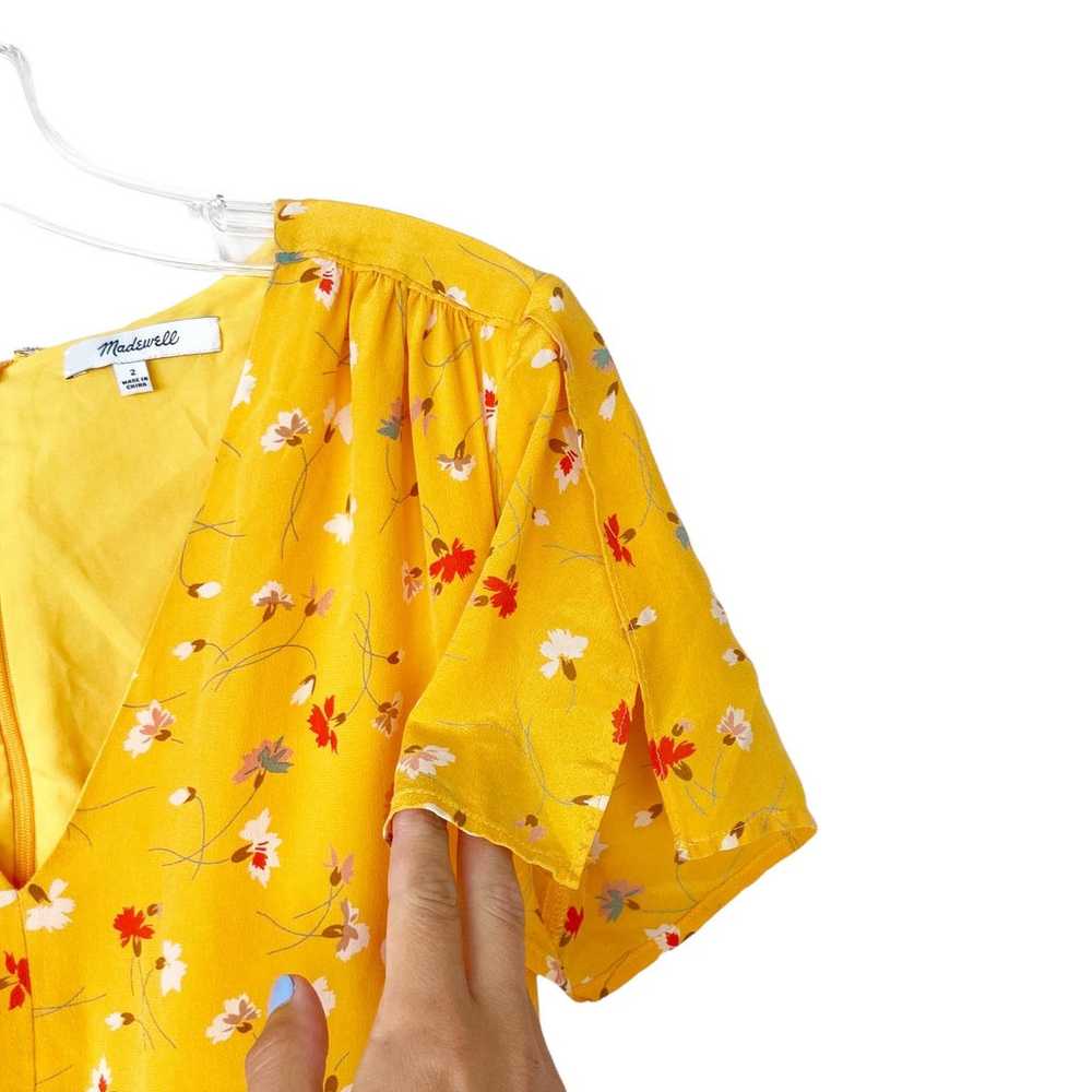 Madewell Silk Belladonna Yellow Floral Dress Sz 2 - image 3
