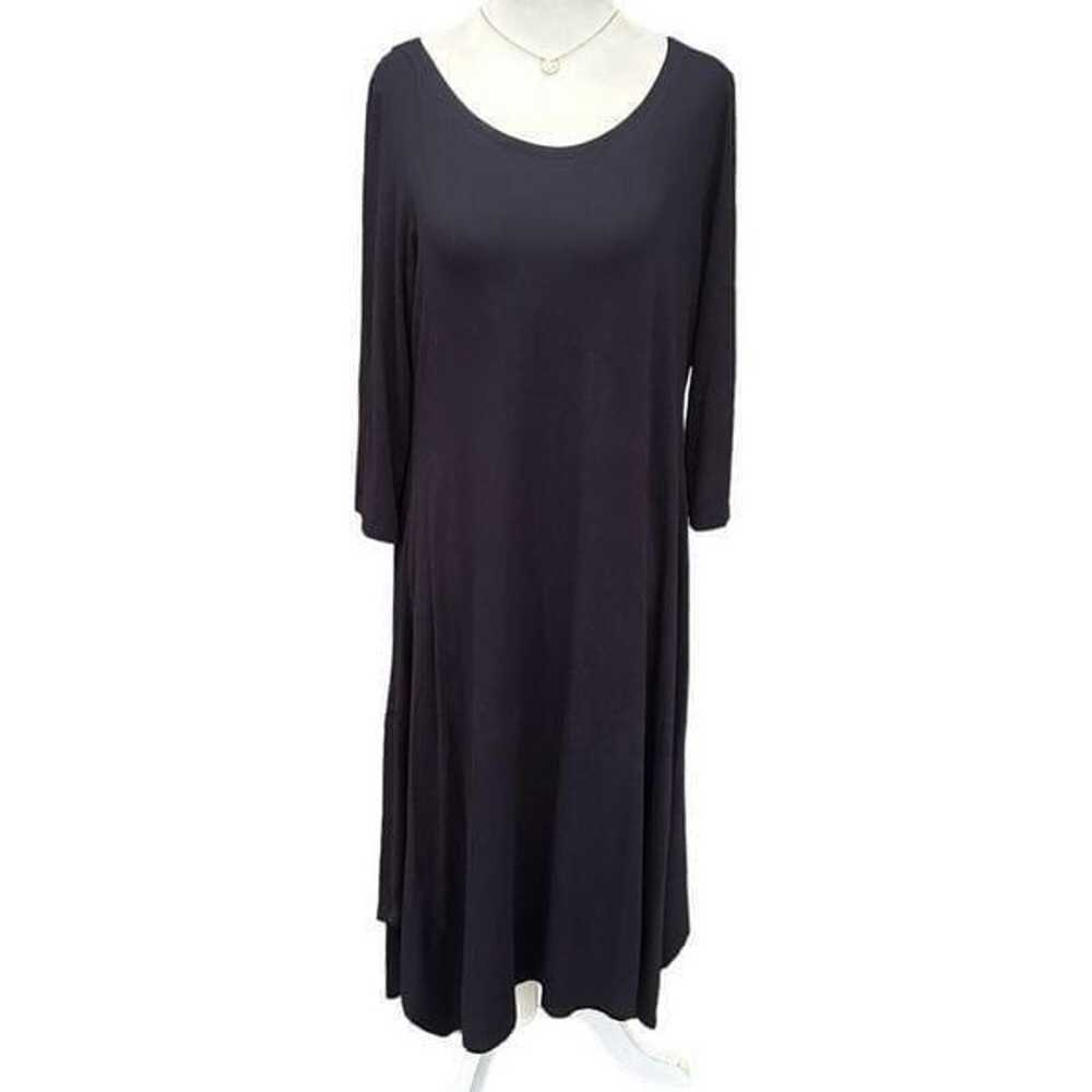 Eileen Fisher Jersey Knit Dress Midi A-line Charc… - image 1