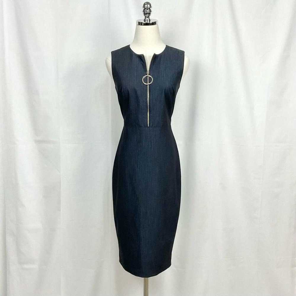 Calvin Klein Sleeveless Sheath Dress Denim Zipper… - image 1