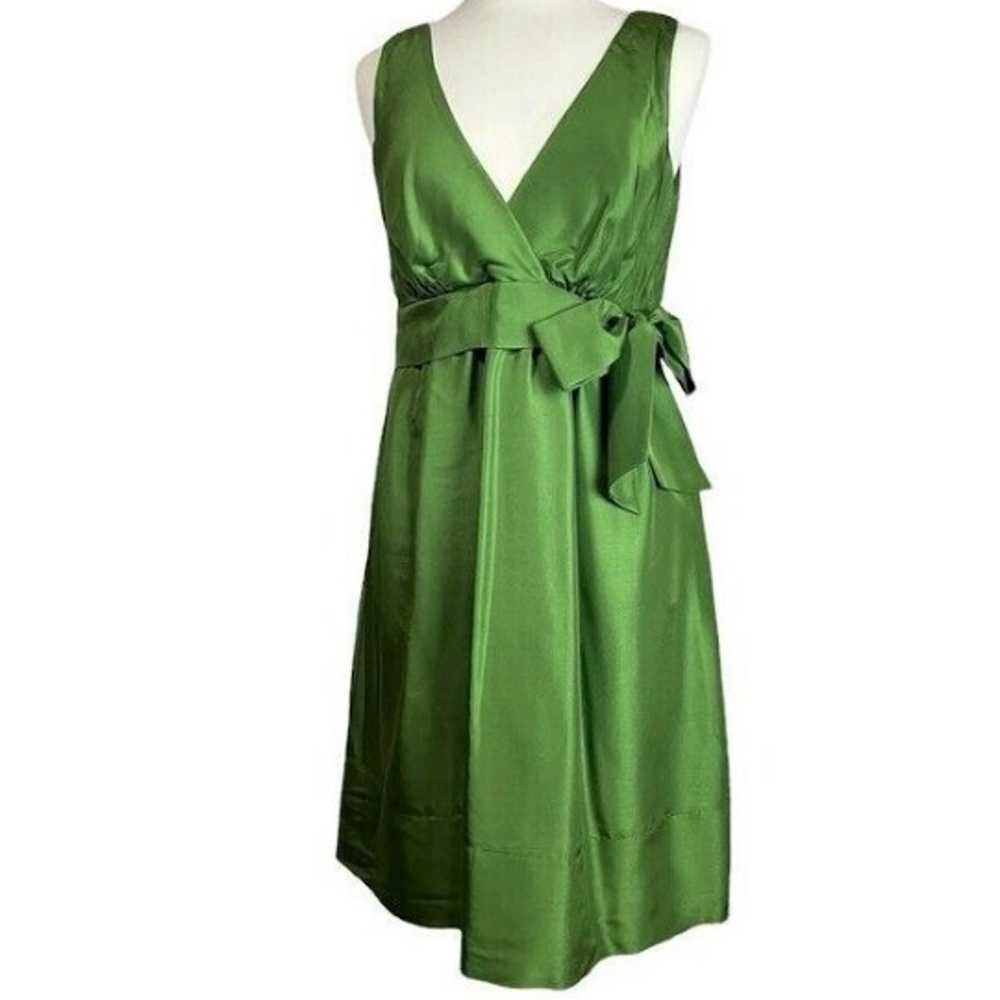 Jenny Yoo 100% Silk Dress 12 Deep V Neck Green Li… - image 1
