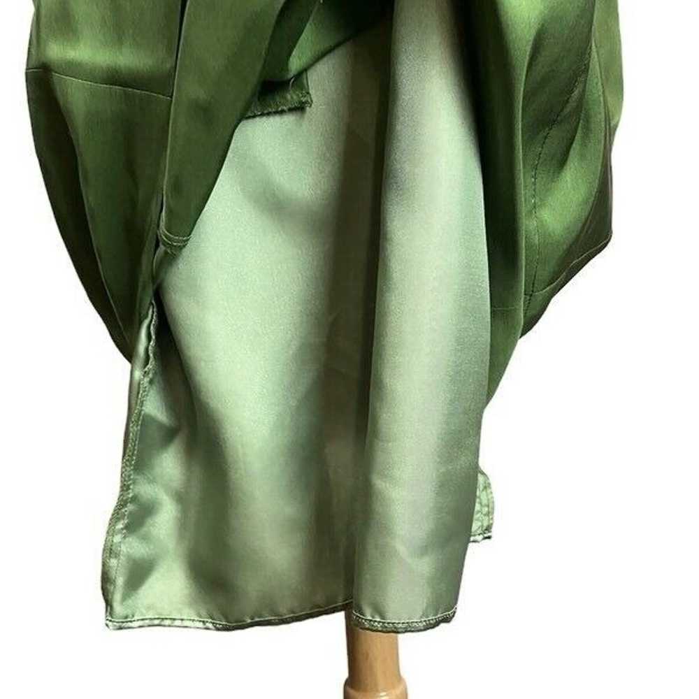 Jenny Yoo 100% Silk Dress 12 Deep V Neck Green Li… - image 6