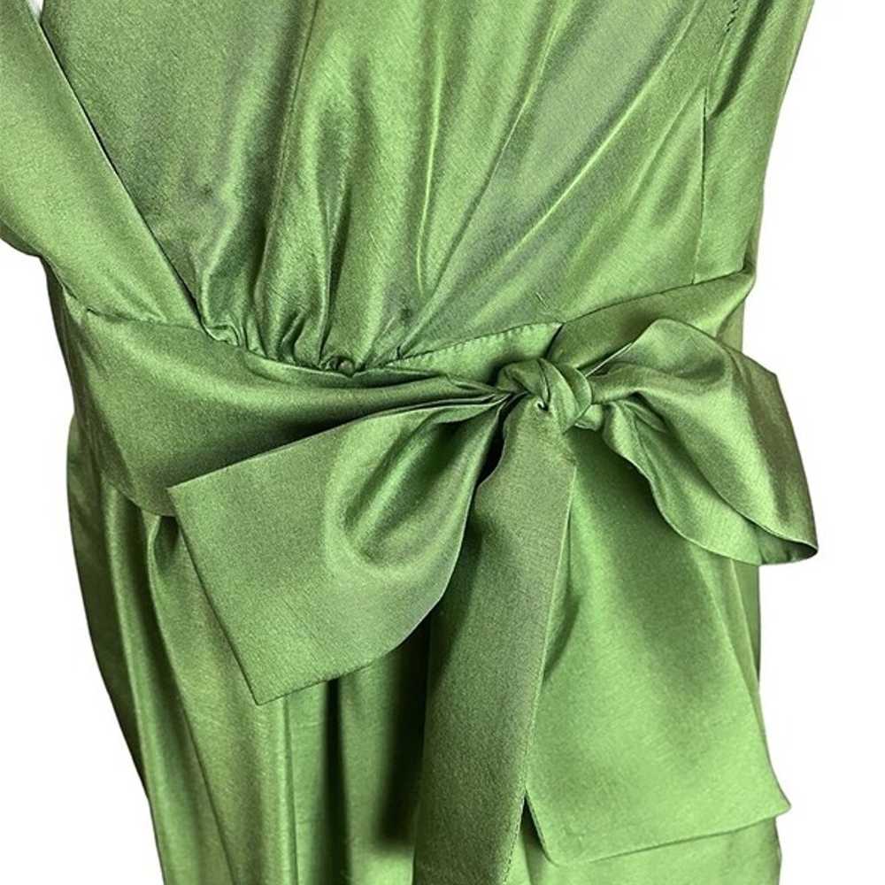 Jenny Yoo 100% Silk Dress 12 Deep V Neck Green Li… - image 7