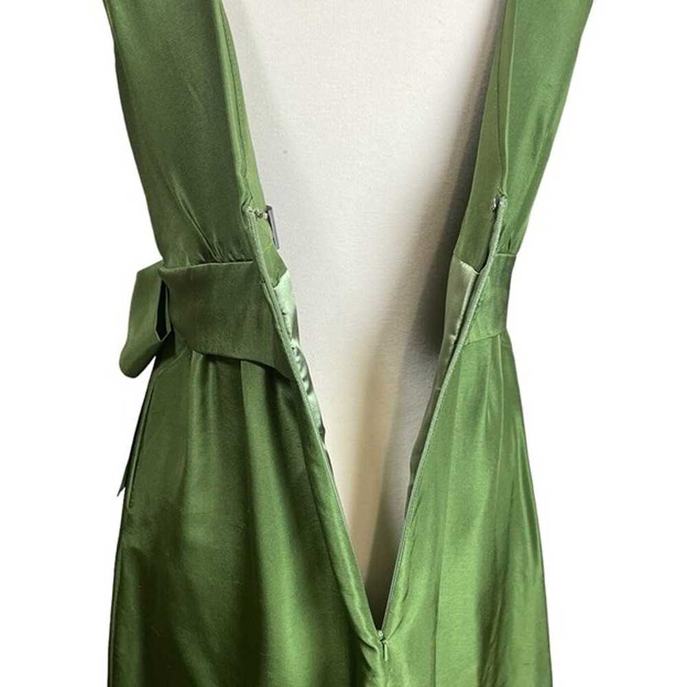 Jenny Yoo 100% Silk Dress 12 Deep V Neck Green Li… - image 8