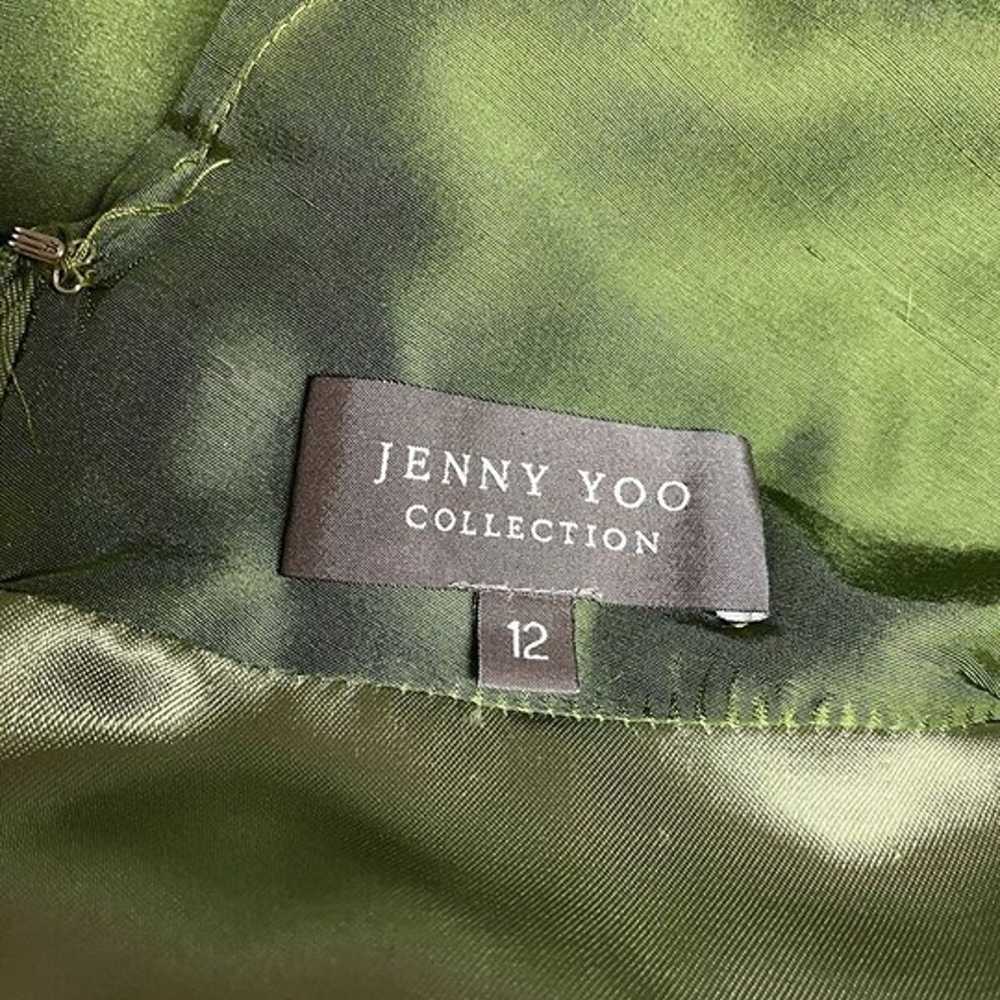 Jenny Yoo 100% Silk Dress 12 Deep V Neck Green Li… - image 9
