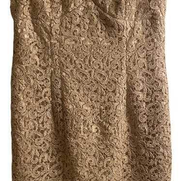 Adrianna Papell Gold Shimmer Lace Size 10 Dress