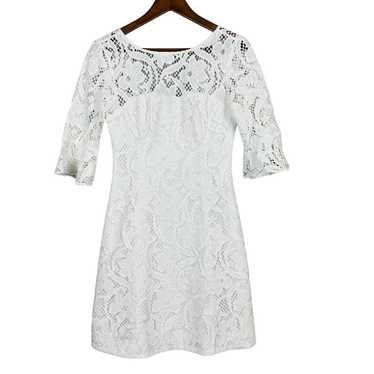 Lilly Pullitzer Floral Eyelet Sheath Dress Knee Wh