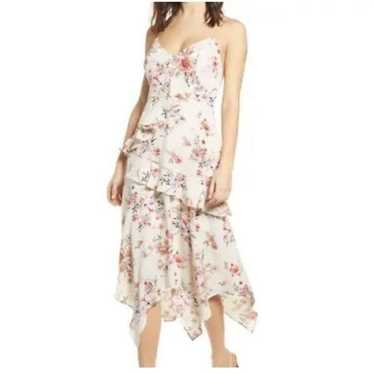 ROW A Women's Floral Chiffon Side Ruffle V Neck S… - image 1