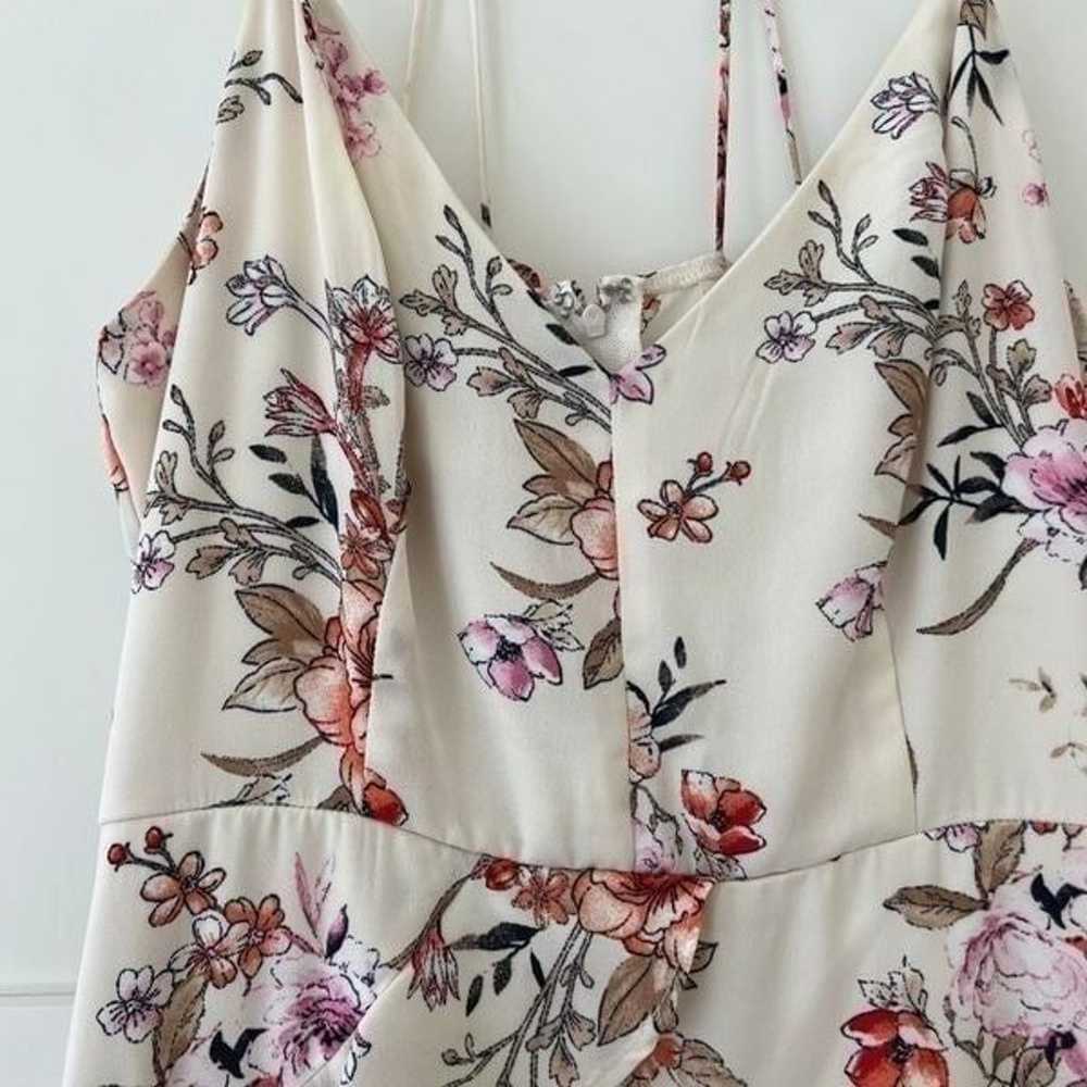 ROW A Women's Floral Chiffon Side Ruffle V Neck S… - image 3