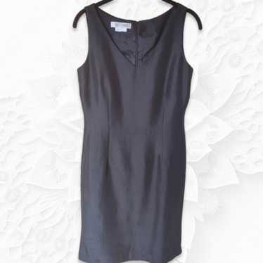 Kay Unger 100% Raw Silk Sheath Dress in Black