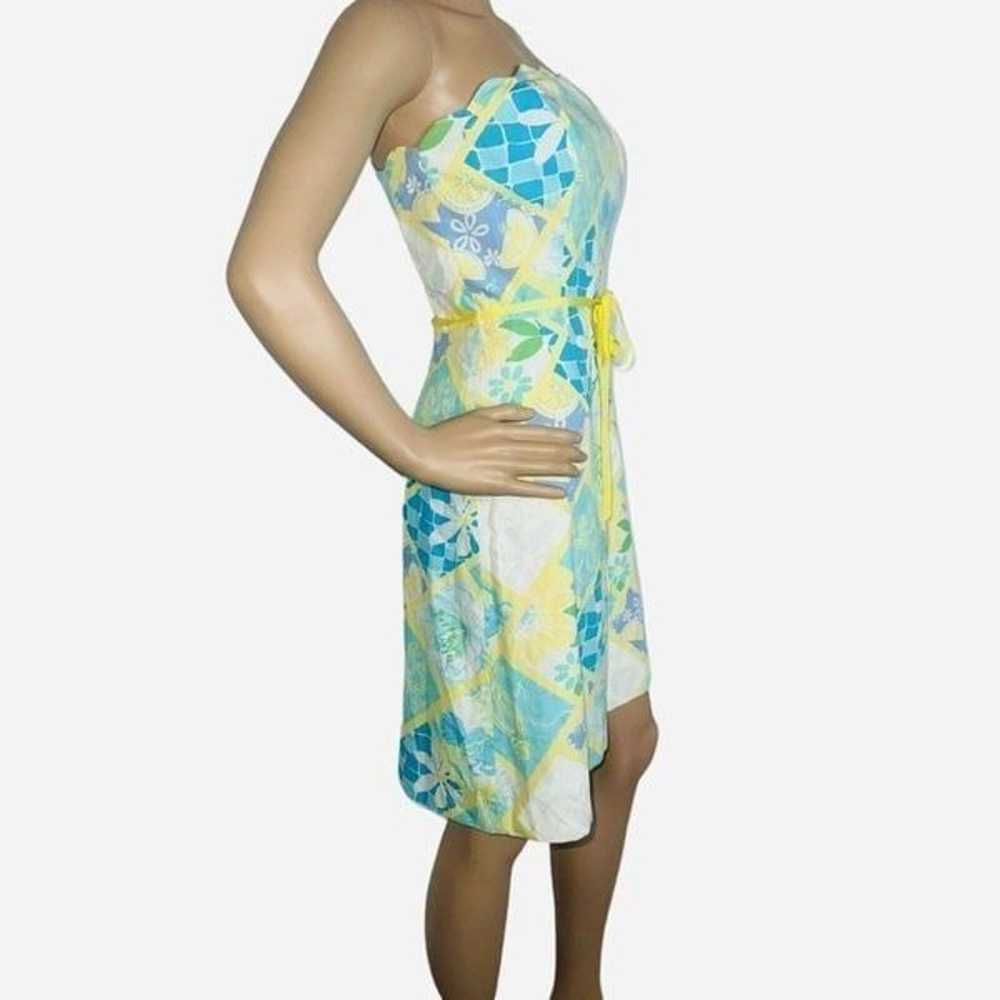 Vtg Lilly Pulitzer Scalloped Strapless Dress Dais… - image 2