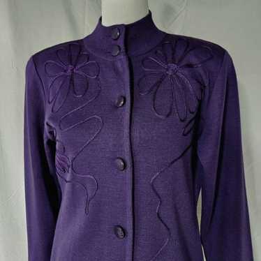 Liz Claiborne Vintage Wool Blend Deep Purple Embe… - image 1