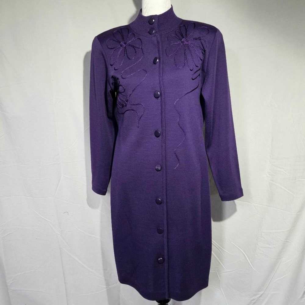 Liz Claiborne Vintage Wool Blend Deep Purple Embe… - image 2