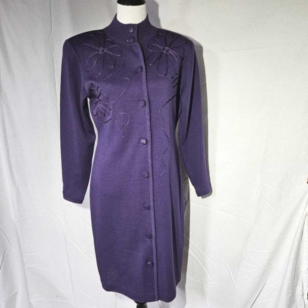 Liz Claiborne Vintage Wool Blend Deep Purple Embe… - image 3