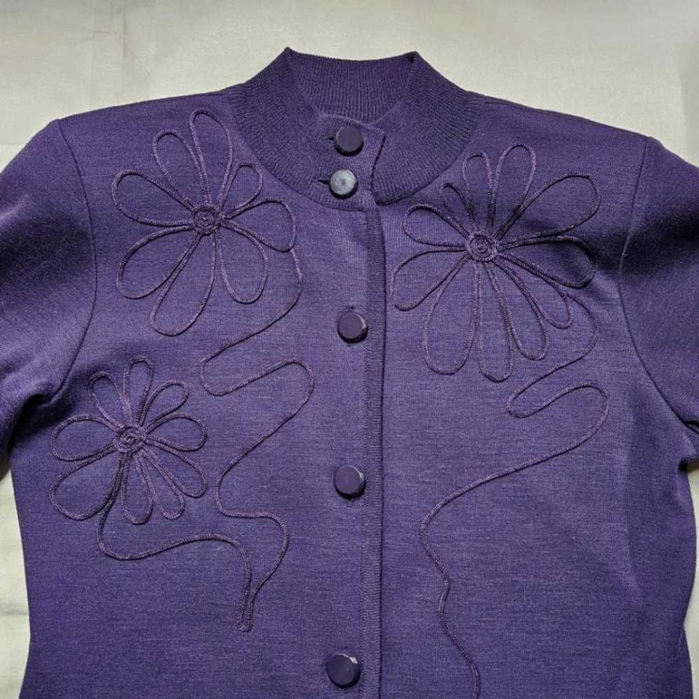 Liz Claiborne Vintage Wool Blend Deep Purple Embe… - image 5