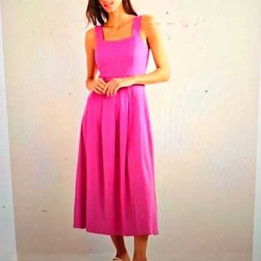 Boden Pink Strappy Seersucker Midi Dress size 14 - image 1