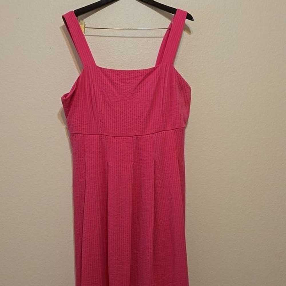Boden Pink Strappy Seersucker Midi Dress size 14 - image 3