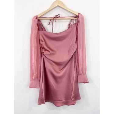 NEW WeWoreWhat Pink Satin Mini Dress size 2 Pull … - image 1