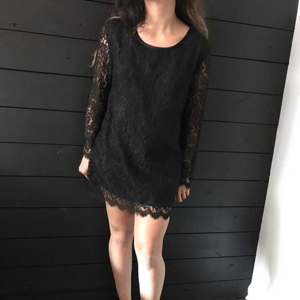 Steena lace mini dress long sleeve black petite - image 1