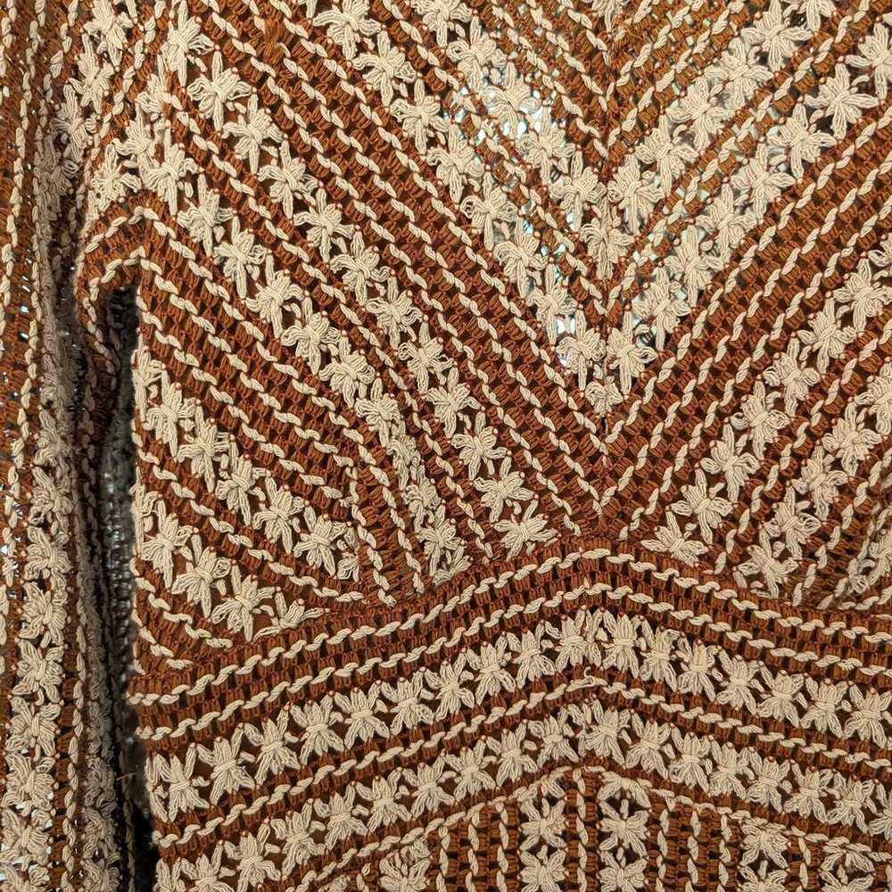 Free People Brown and Beige Chiara Crochet Mini D… - image 4