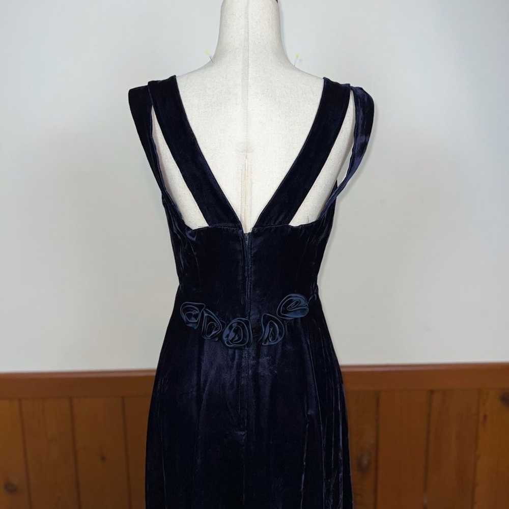 Beautiful Vintage 90s Blue Velvet Prom/Bridesmaid… - image 6
