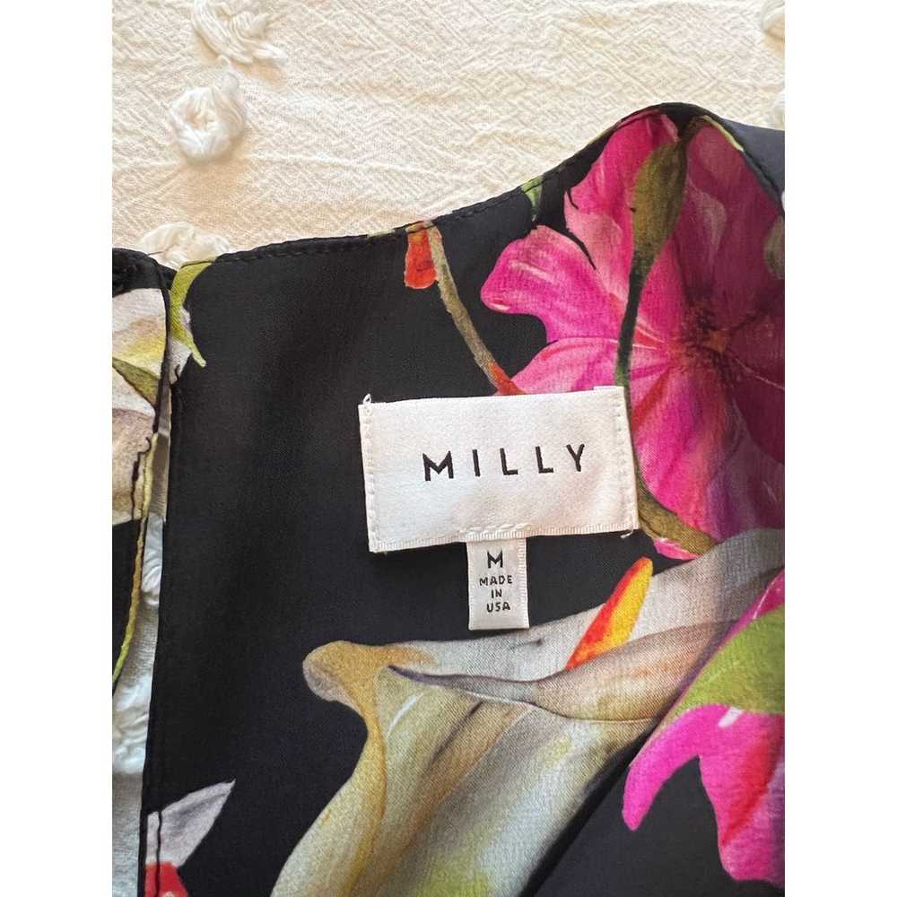 MILLY Women's Jill Floral Print Silk Flutter Slee… - image 8