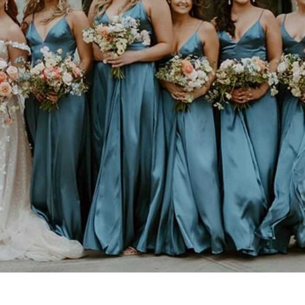 David's Bridal Galina Signature Steel Blue Dress … - image 2