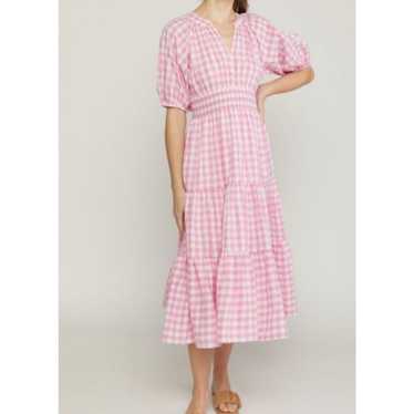 Entro women's pink white gingham maxi dress size … - image 1