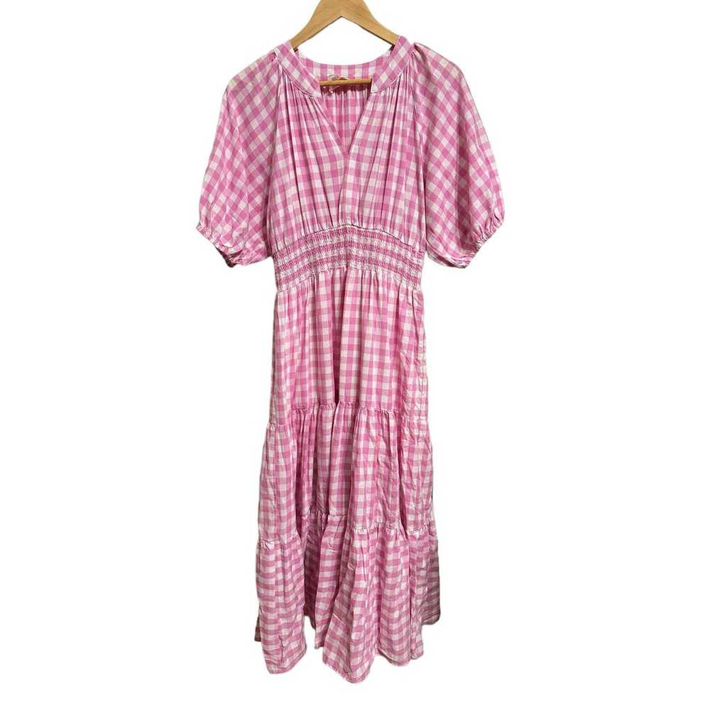 Entro women's pink white gingham maxi dress size … - image 2