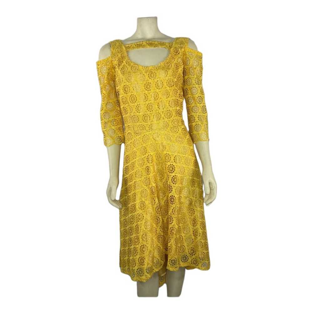 Beautiful Yellow Crocheted high low cold shoulder… - image 1