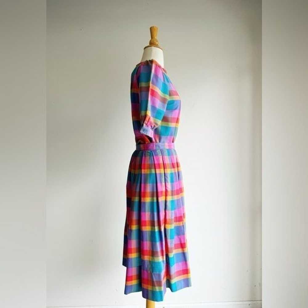 80's VINTAGE | Rainbow Plaid Matching Skirt Set |… - image 3