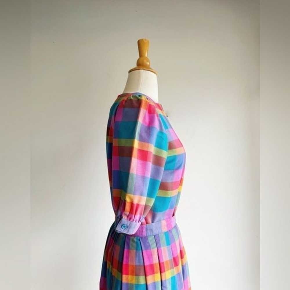 80's VINTAGE | Rainbow Plaid Matching Skirt Set |… - image 4