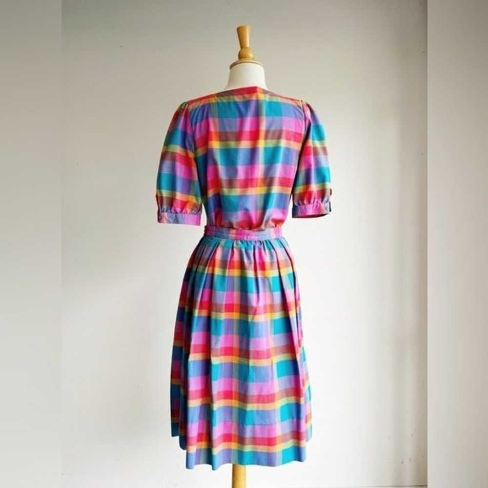 80's VINTAGE | Rainbow Plaid Matching Skirt Set |… - image 5