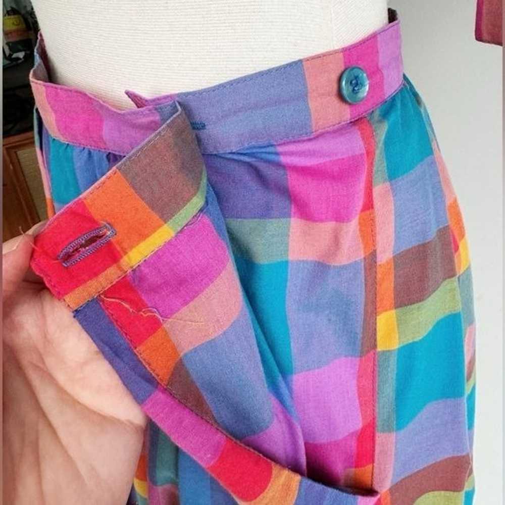 80's VINTAGE | Rainbow Plaid Matching Skirt Set |… - image 6
