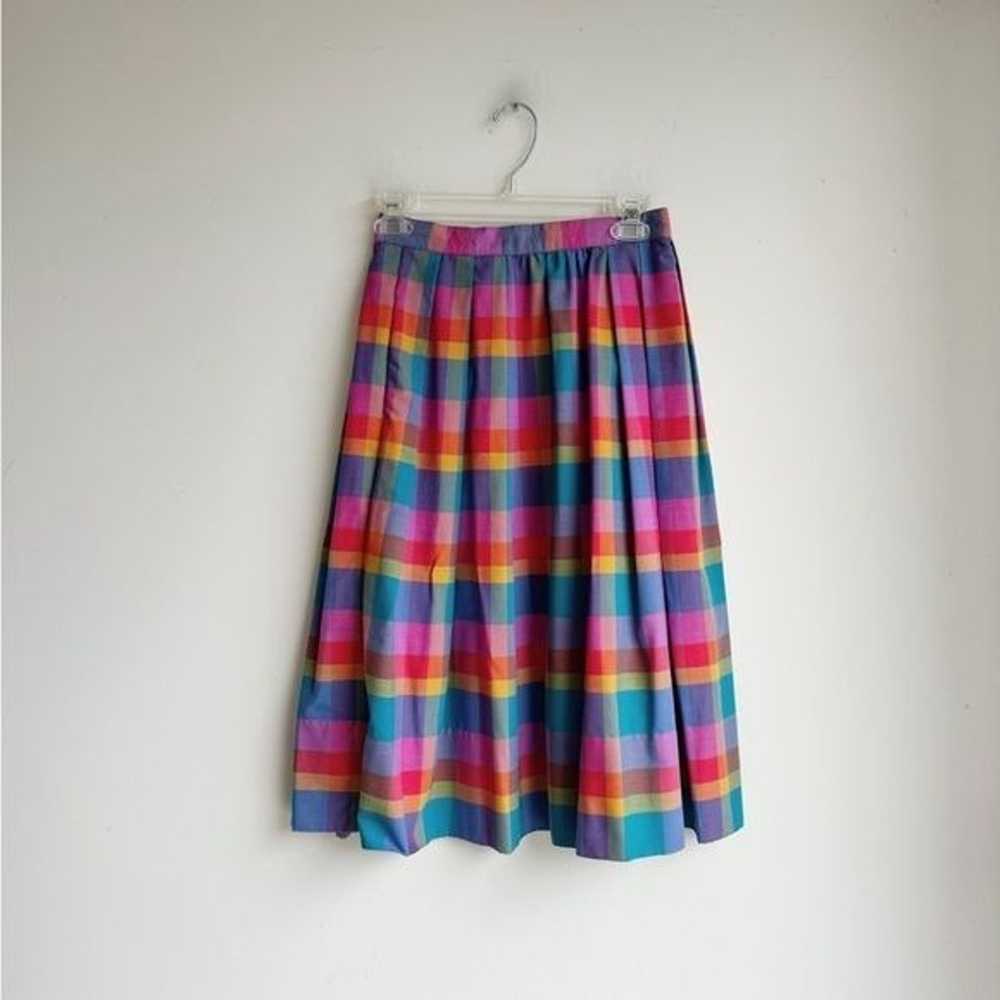 80's VINTAGE | Rainbow Plaid Matching Skirt Set |… - image 7