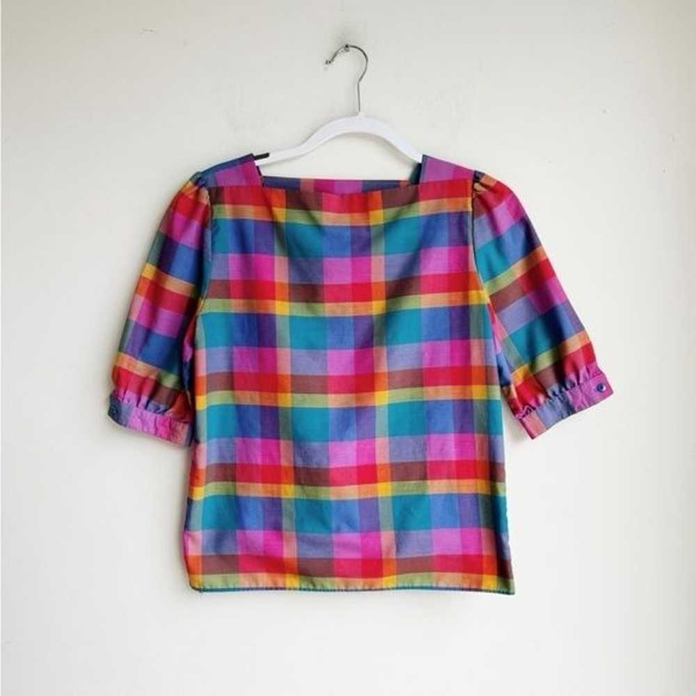 80's VINTAGE | Rainbow Plaid Matching Skirt Set |… - image 9